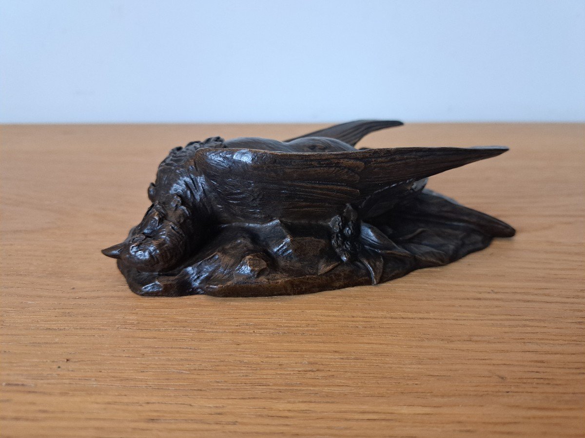 D'après Cain ou Moigniez , Oiseau mort , Bronze , XIX°. -photo-2