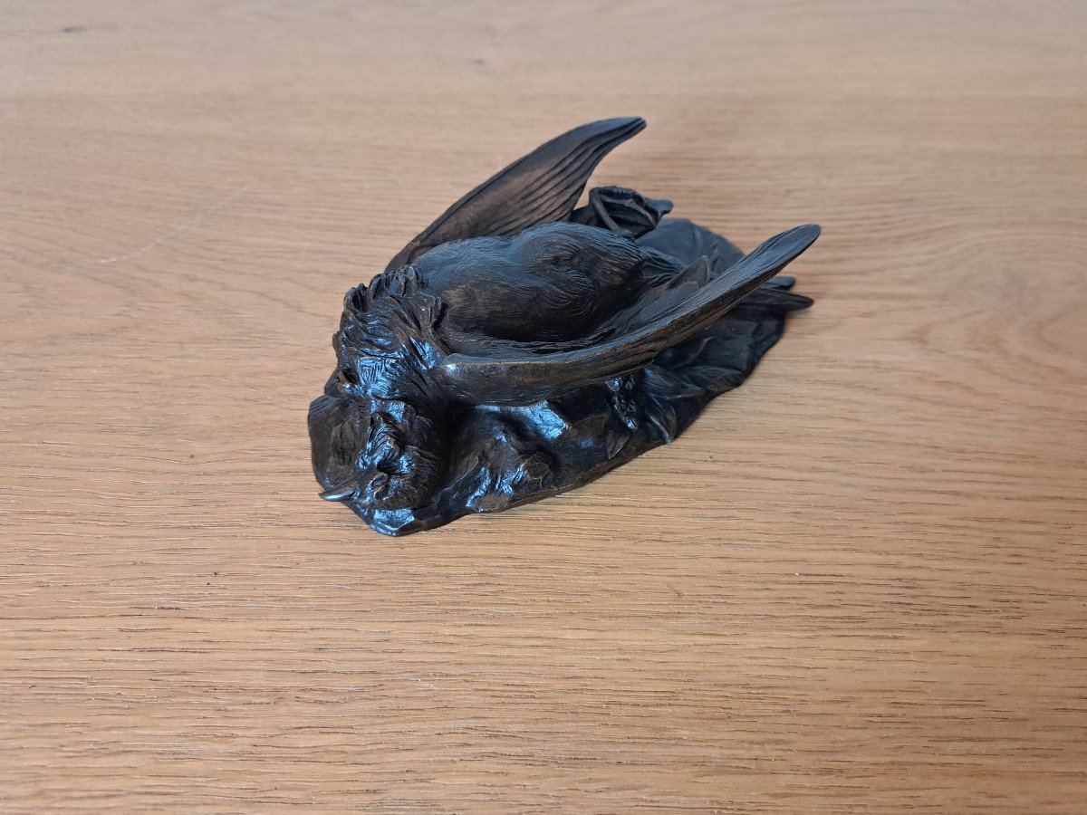 D'après Cain ou Moigniez , Oiseau mort , Bronze , XIX°. -photo-6