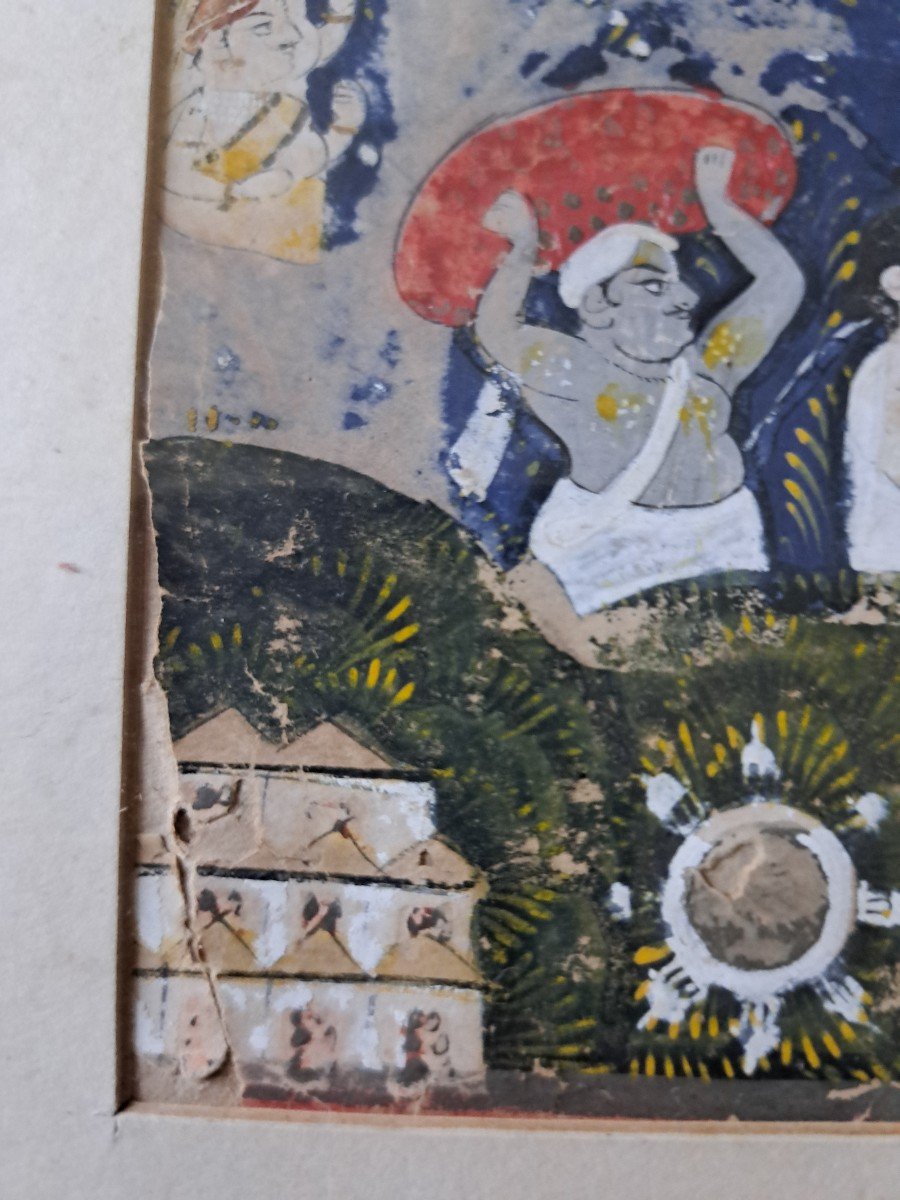 Indian Miniature, Discovery Of The Image Of Sri Nathji, Pigments On Paper, 18th/19th Century. -photo-4