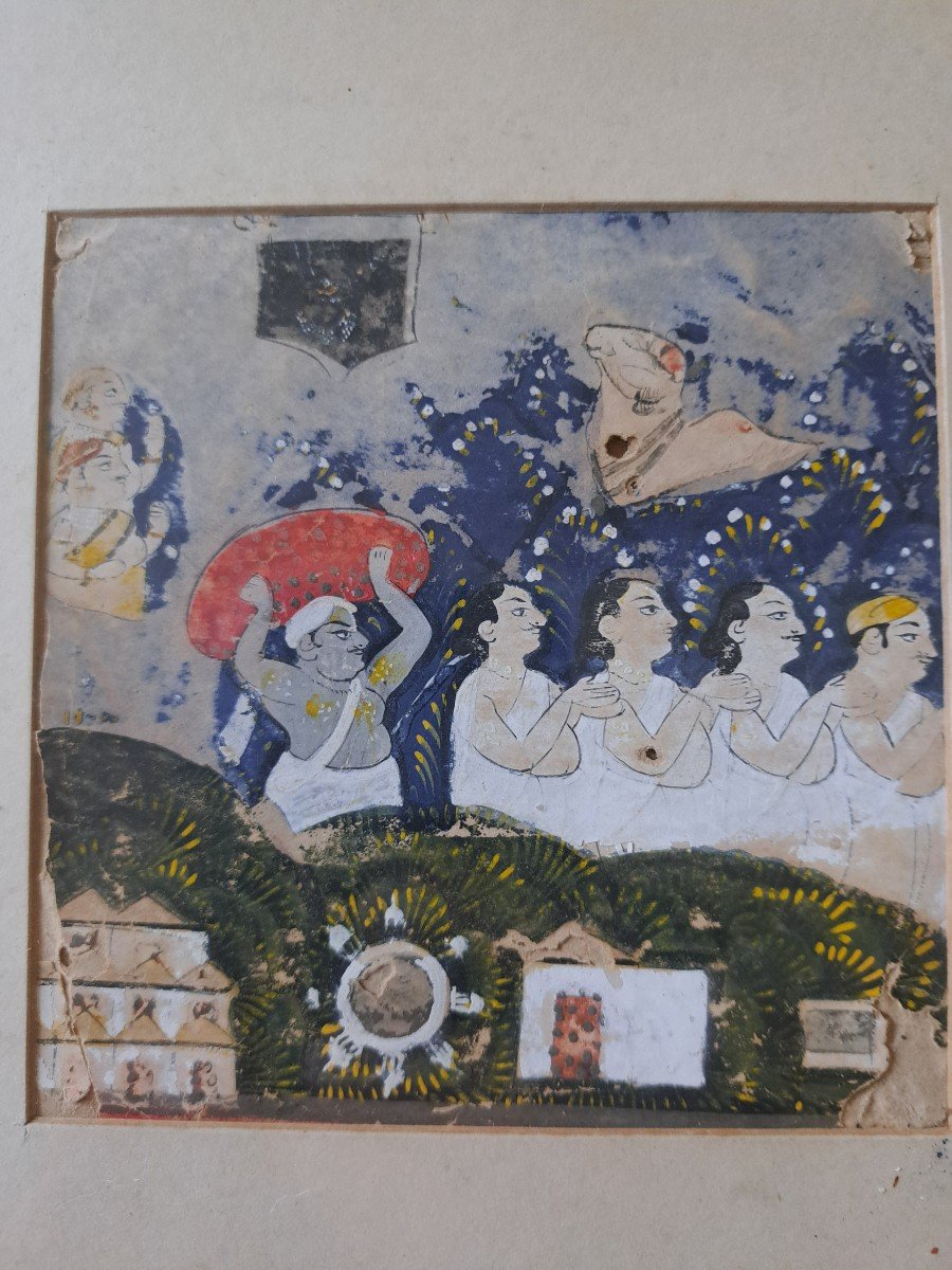 Indian Miniature, Discovery Of The Image Of Sri Nathji, Pigments On Paper, 18th/19th Century. -photo-5