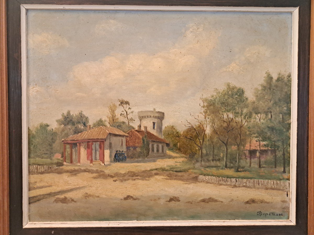 Hippolyte Depetasse , Bord Du Bassin d'Arcachon , Arès Et Sa Vieille Tour , XX°, -photo-1