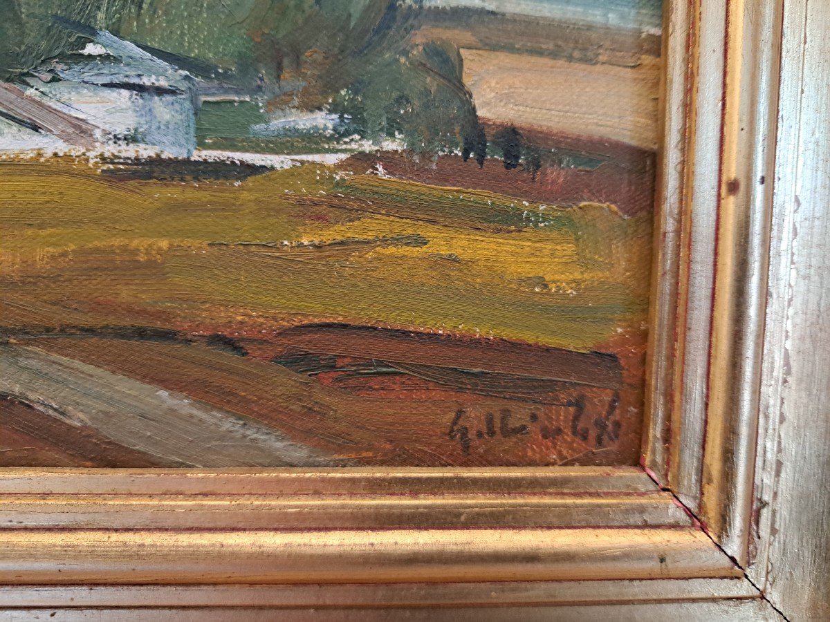 Spiru Chintila , Paysage Au Hameau , Huile Sur Toile , XX°. -photo-2