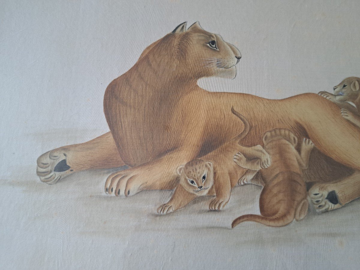 La Roche Laffitte , Lionne Et Lionceaux , Aquarelle , XX°. -photo-3