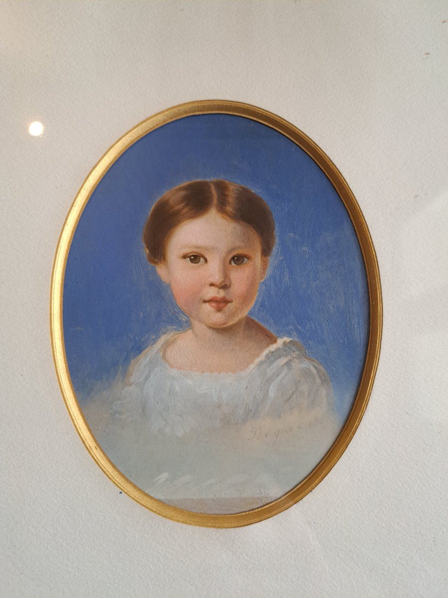 Alexis Joseph Pérignon, Portrait Of A Young Girl, Gouache On Paper, 19th Century. -photo-5