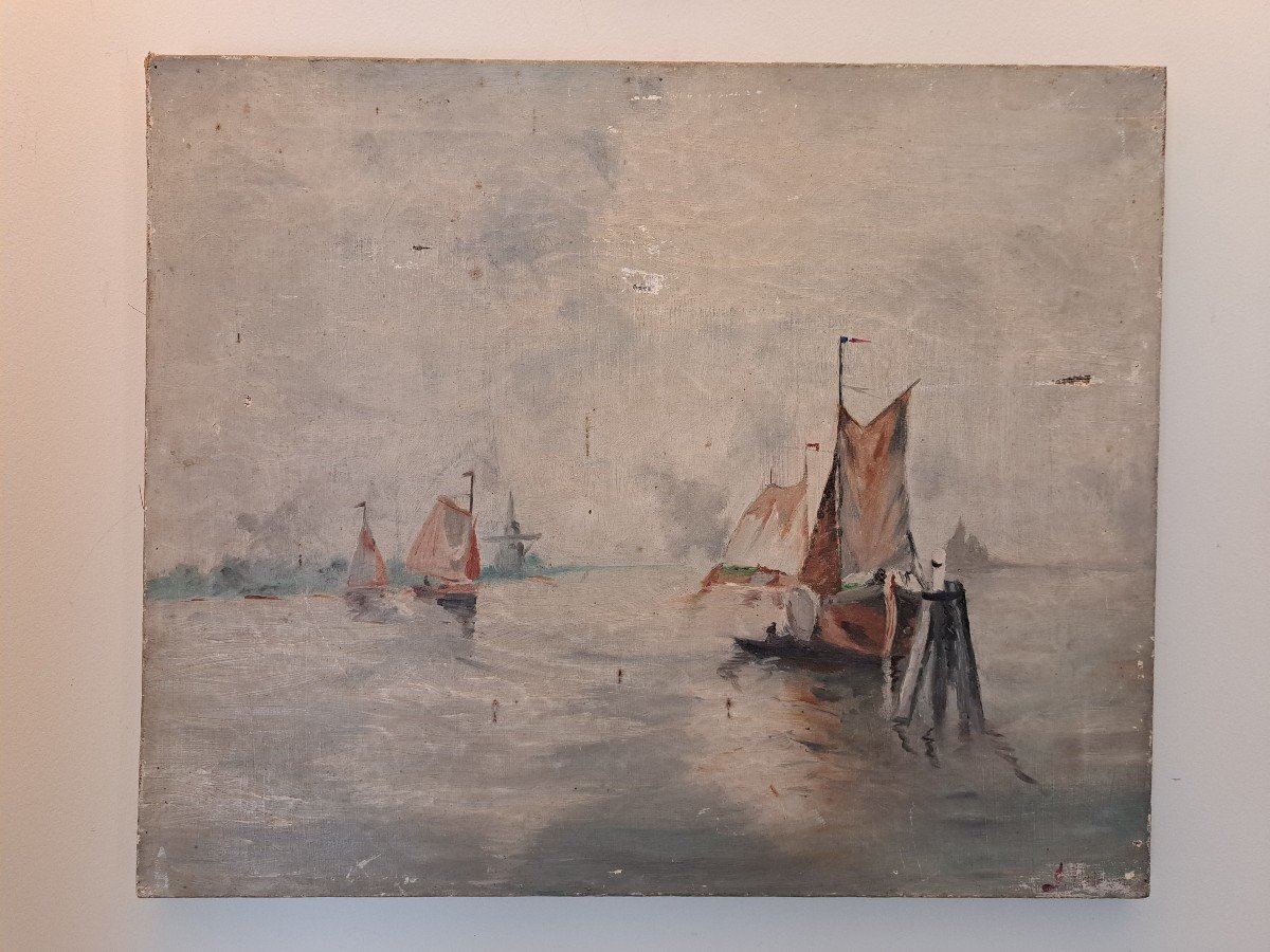 Normandy Marine, Oil On Canvas, Signed, Early 20th Century. 