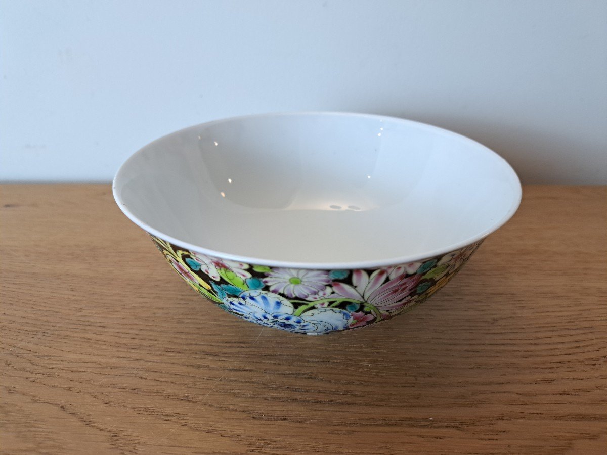 Chine , Coupe "mille Fleurs", Porcelaine émaillée , XX°. -photo-2