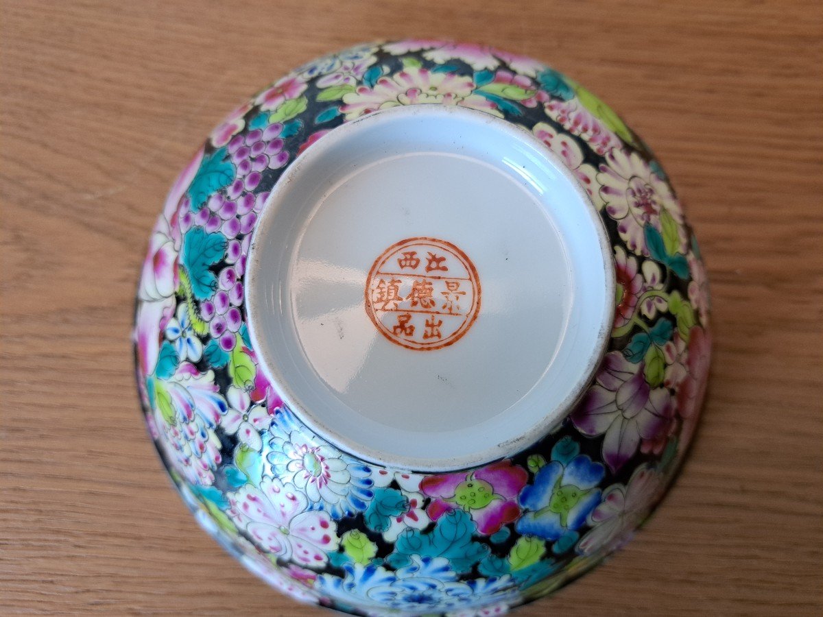 Chine , Coupe "mille Fleurs", Porcelaine émaillée , XX°. -photo-7