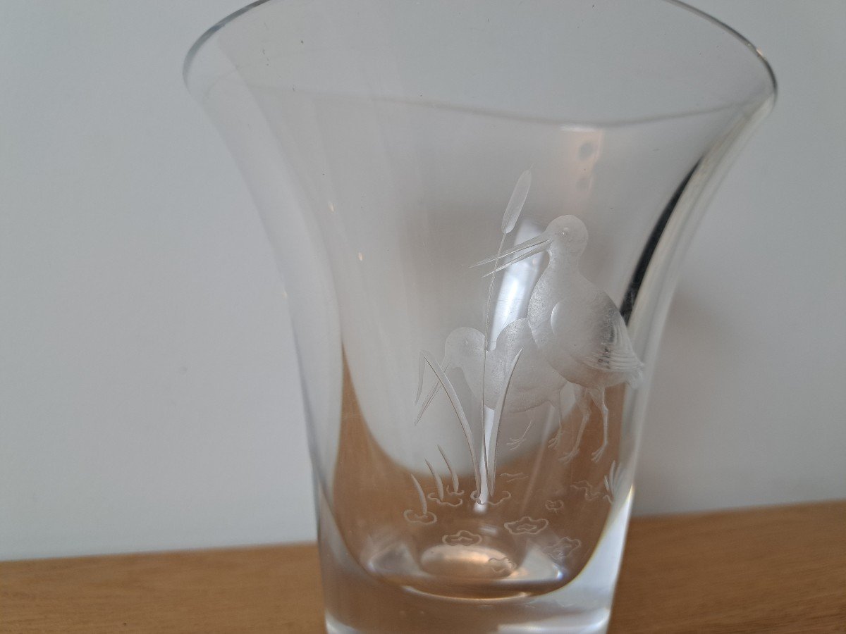 Charles Graffart, Engraved Crystal Vase, Val Saint Lambert, Early 20th Century. -photo-2