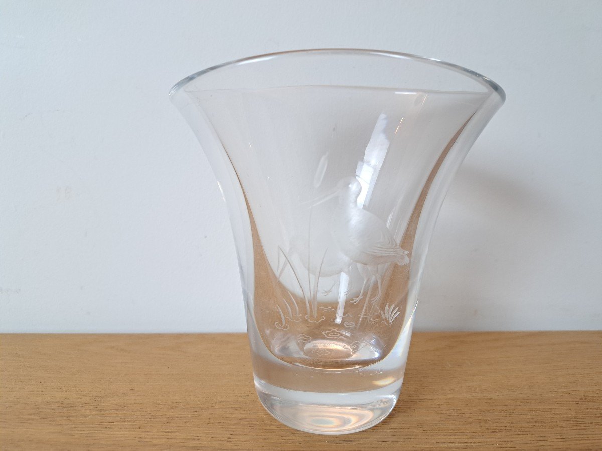 Charles Graffart, Engraved Crystal Vase, Val Saint Lambert, Early 20th Century. -photo-3