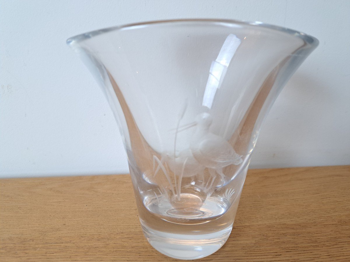 Charles Graffart, Engraved Crystal Vase, Val Saint Lambert, Early 20th Century. -photo-4