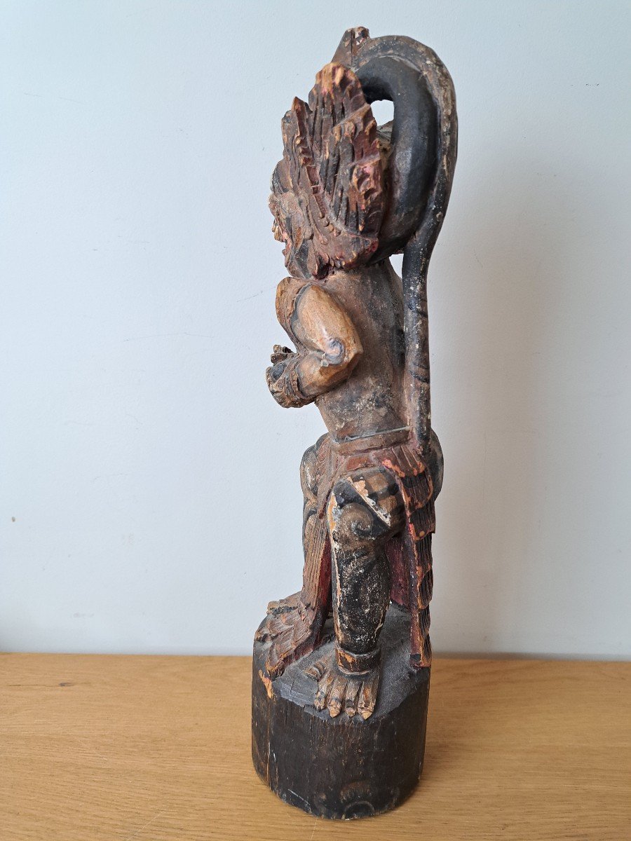 Malaysian Deity, Polychrome Wood, Early 20th Century. -photo-3