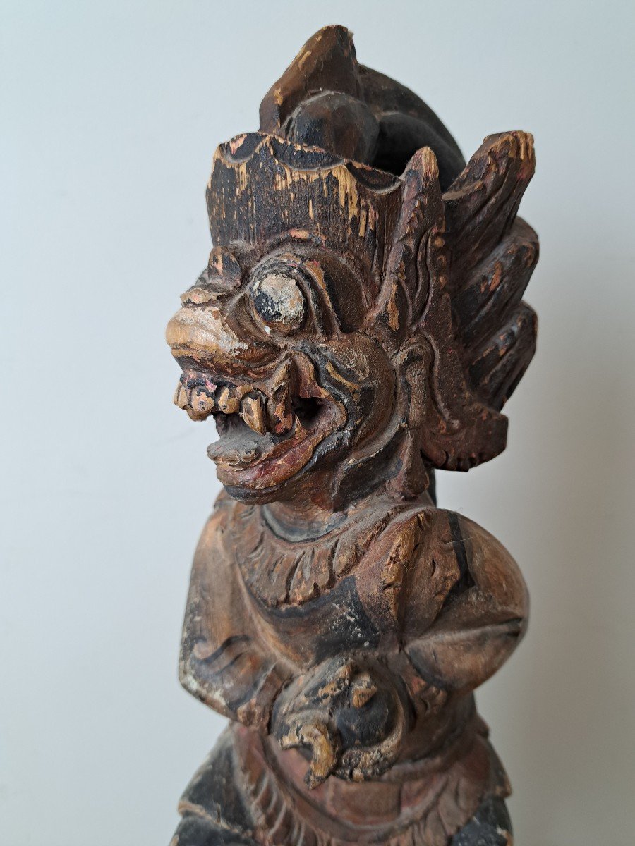 Malaysian Deity, Polychrome Wood, Early 20th Century. -photo-5