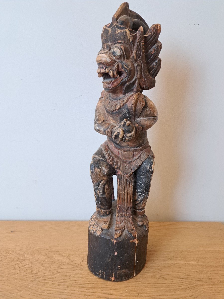 Malaysian Deity, Polychrome Wood, Early 20th Century. 