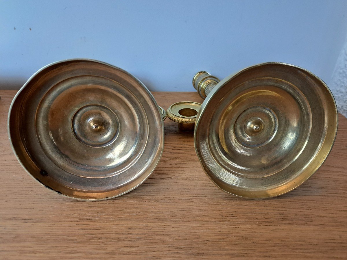 Pair Of Candlesticks, Gilt Bronze, Restoration Period, Early 19th Century. -photo-8