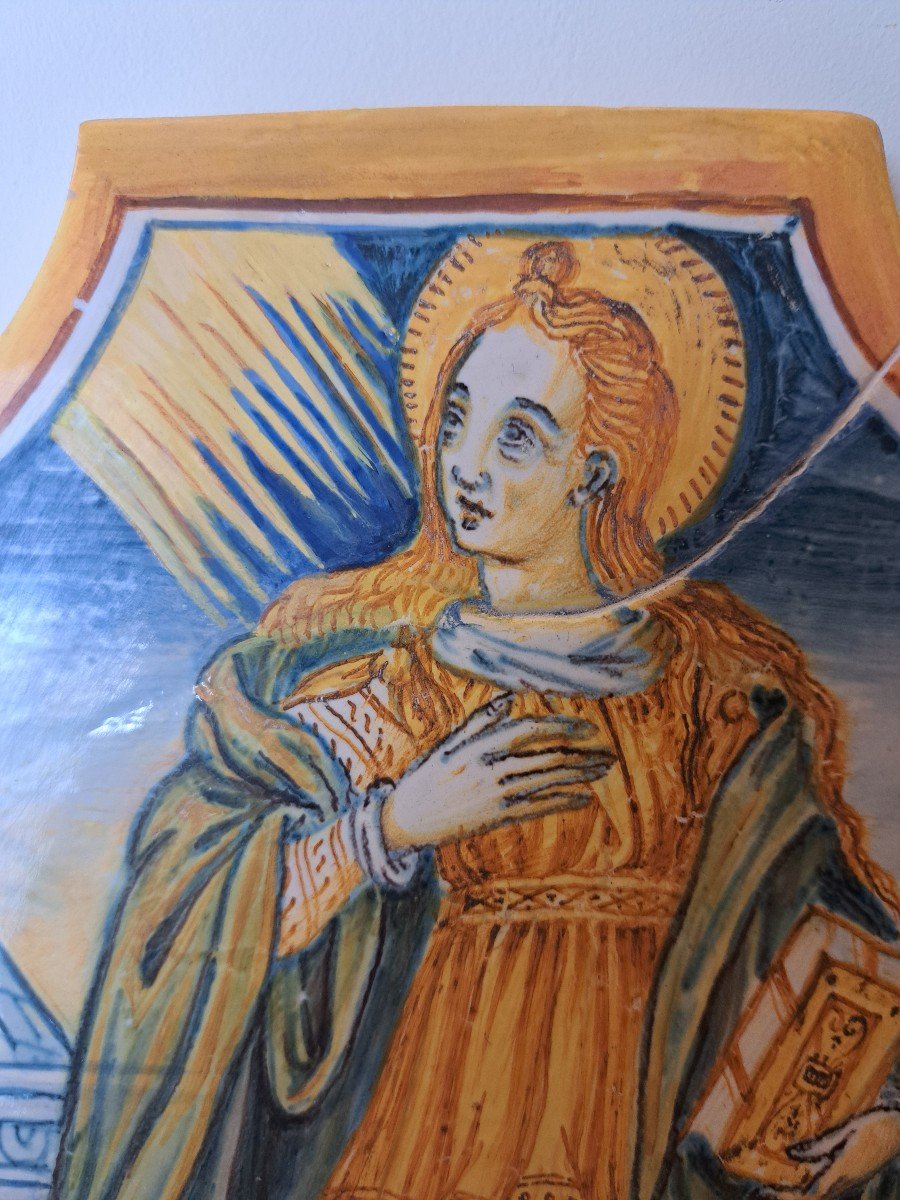 Sainte Marie Madeleine , Majolique Italienne , Plaque De Dévotion , XVII°/xviii°. -photo-4