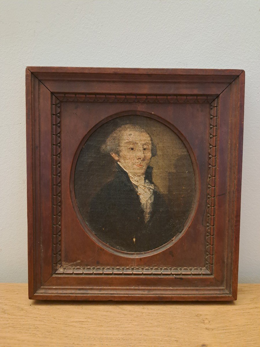 Portrait Of A Man, Miniature, Oil On Canvas, Late 18th Century. -photo-1