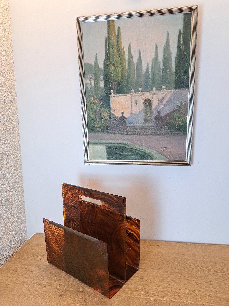 Magazine Rack, Tortoiseshell-style Plexiglas, 1970s. -photo-2