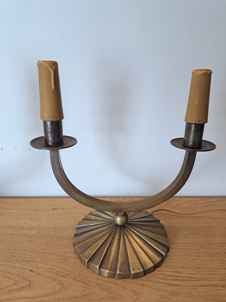 Pair Of Lamps, Modernist, Bronze, Art Deco, 20th Century. -photo-3