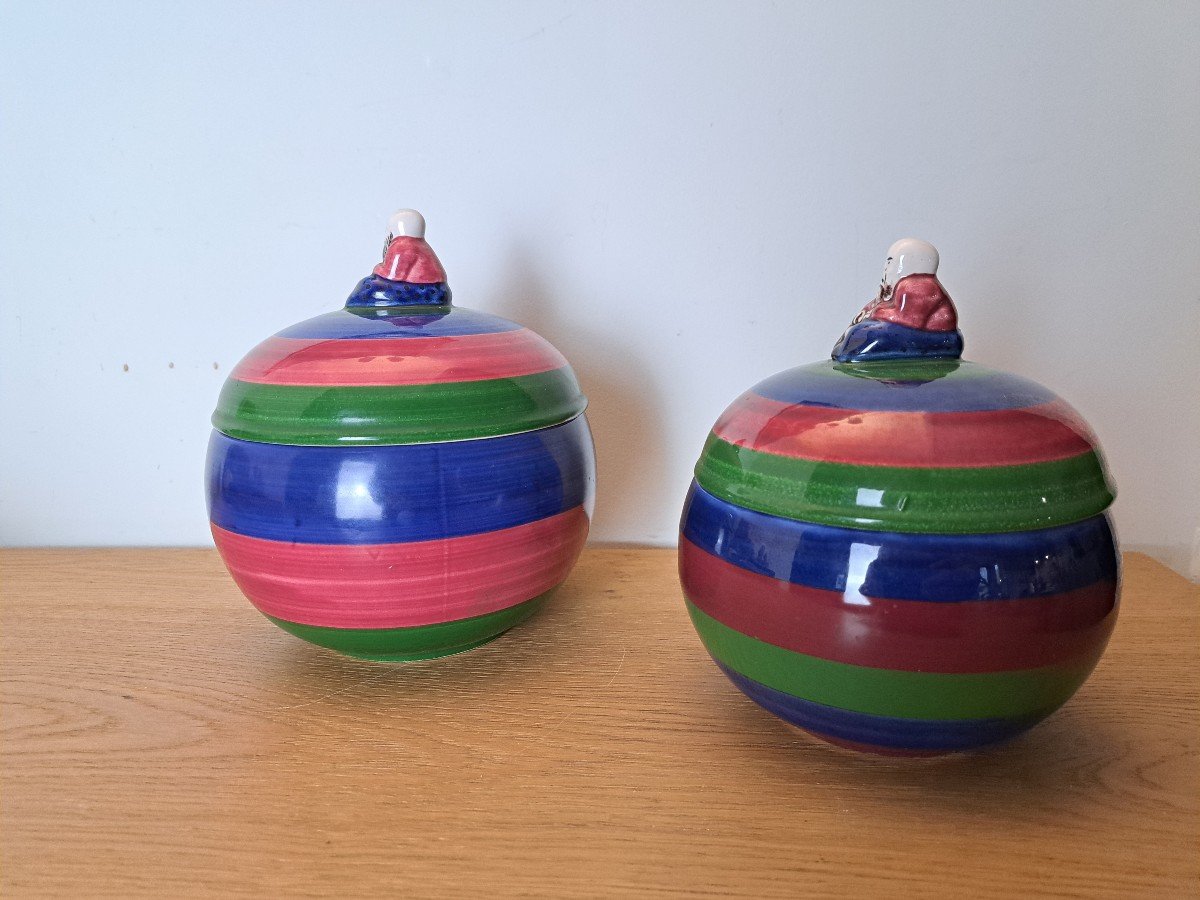 Charles Burger, Two Chinese Covered Pots, Ceramic, 20th Century. -photo-1