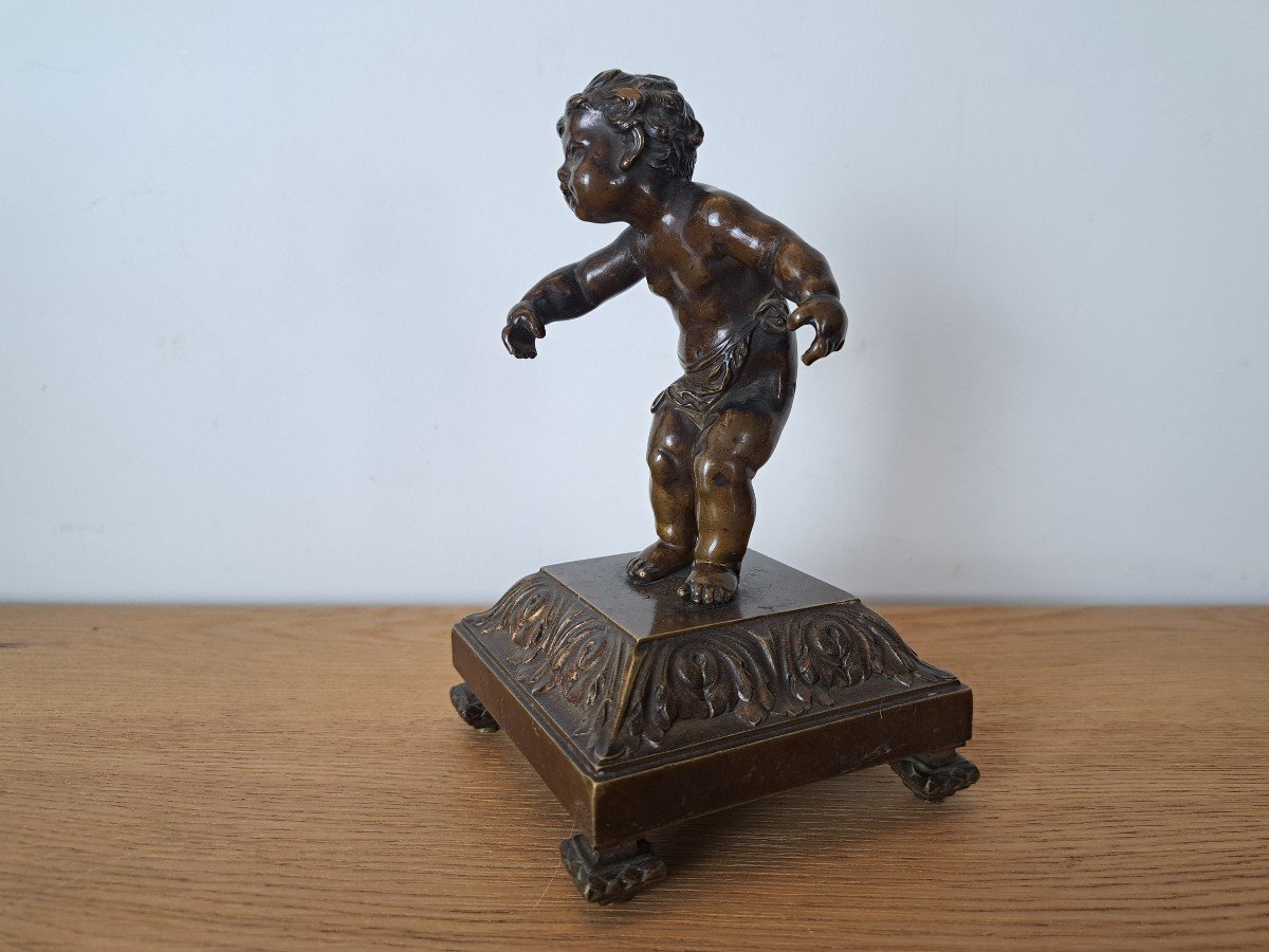 Dlg François Duquesnoy , Putto Debout , Bronze , Fin XIX°.-photo-2