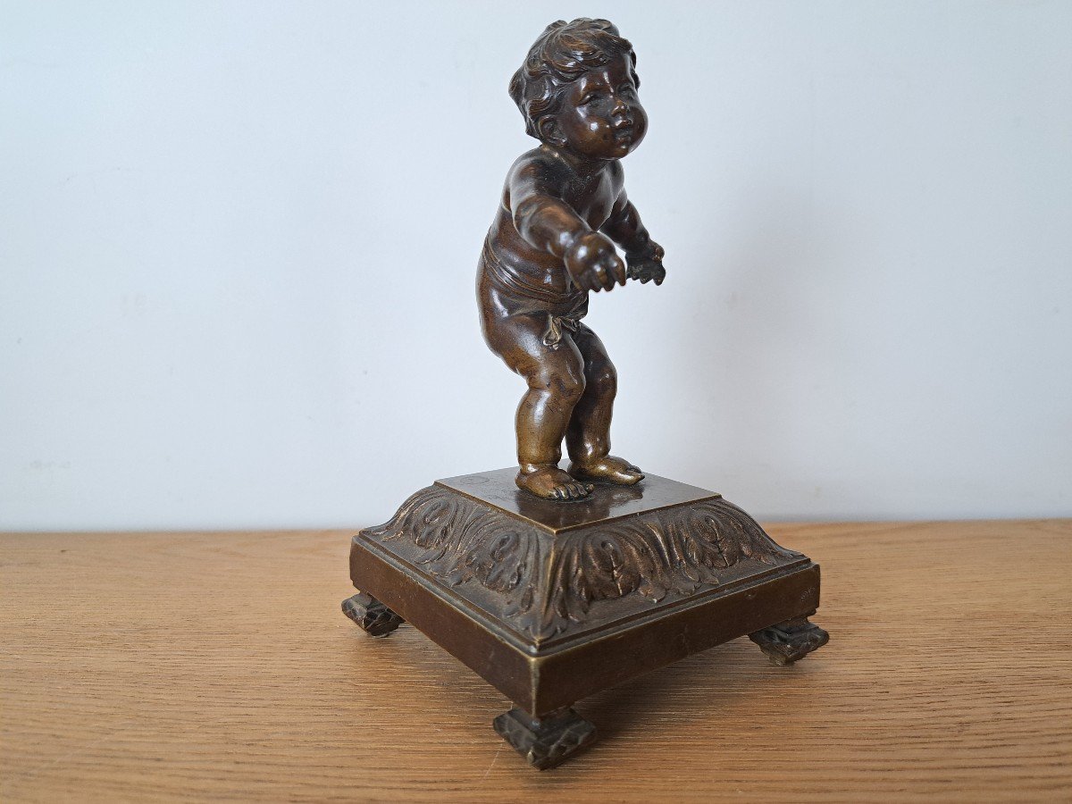 Dlg François Duquesnoy , Putto Debout , Bronze , Fin XIX°.-photo-1