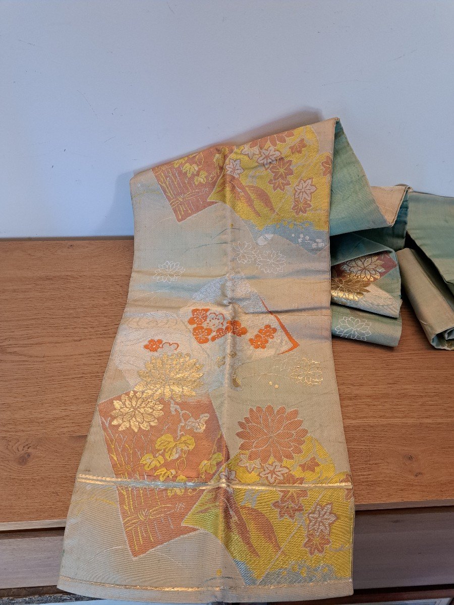 Ceinture De Kimono , Soie Brochée , Japon ,  XX°. -photo-4