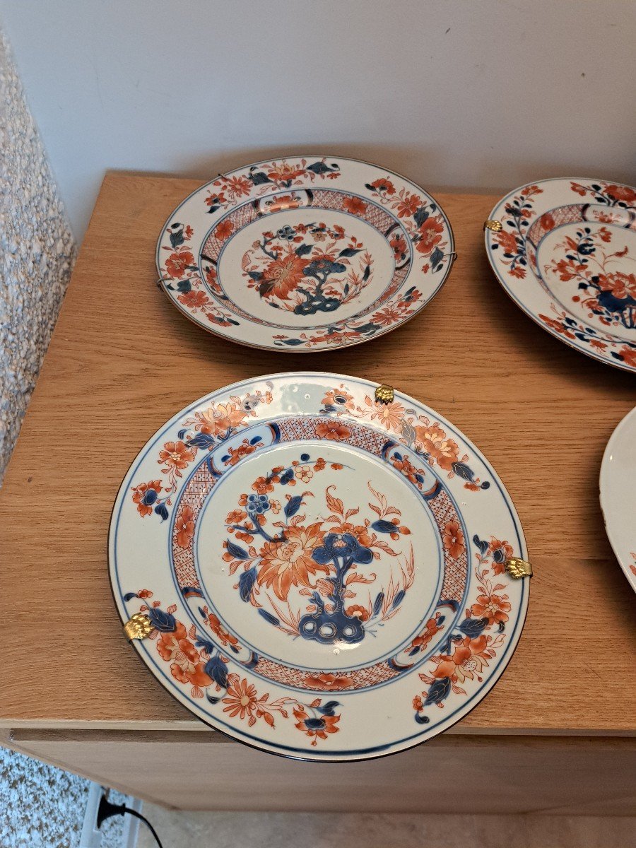 China, East India Company, 9 Porcelain Plates With Imari Decor, 18th Century. -photo-1