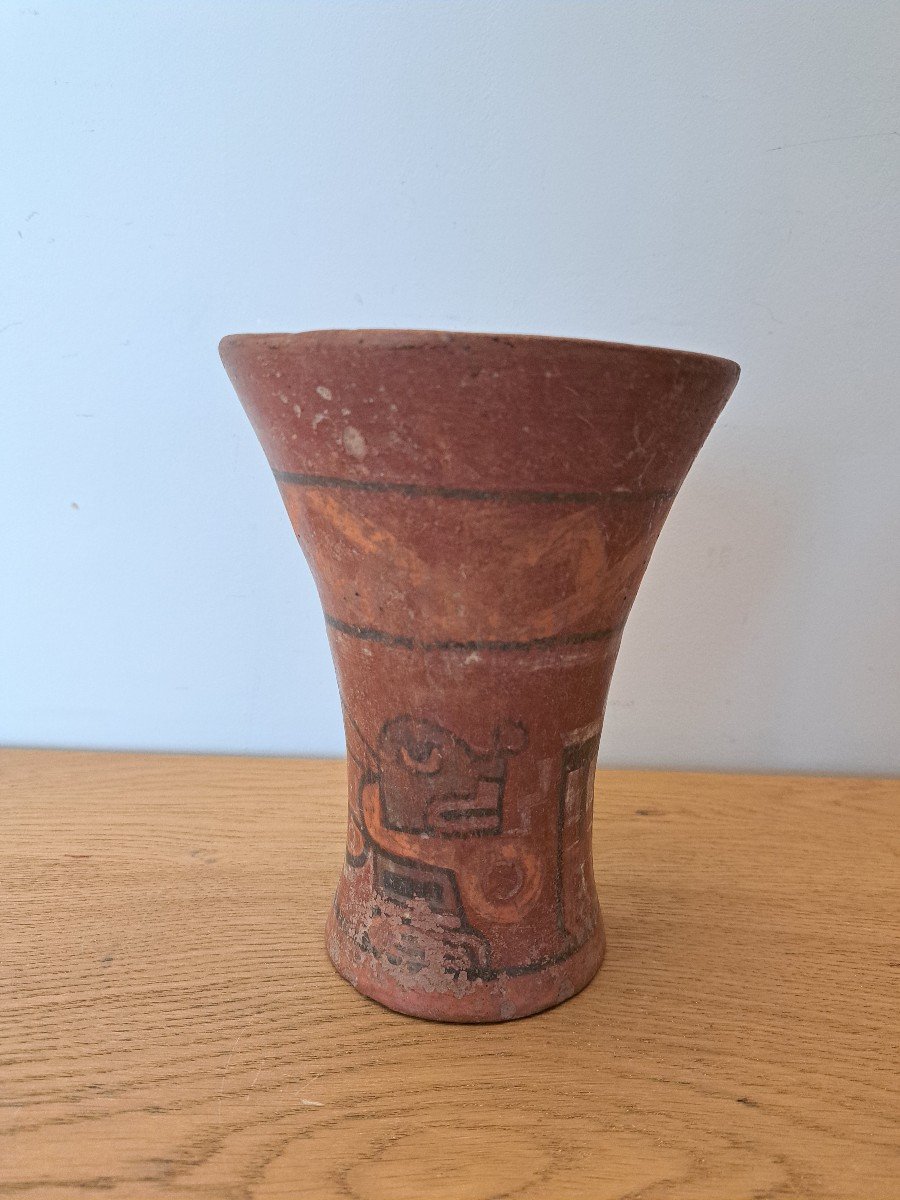 Pre-columbian Art, Kero, Stylized Animal, Terracotta, 800/1100 Ad. 