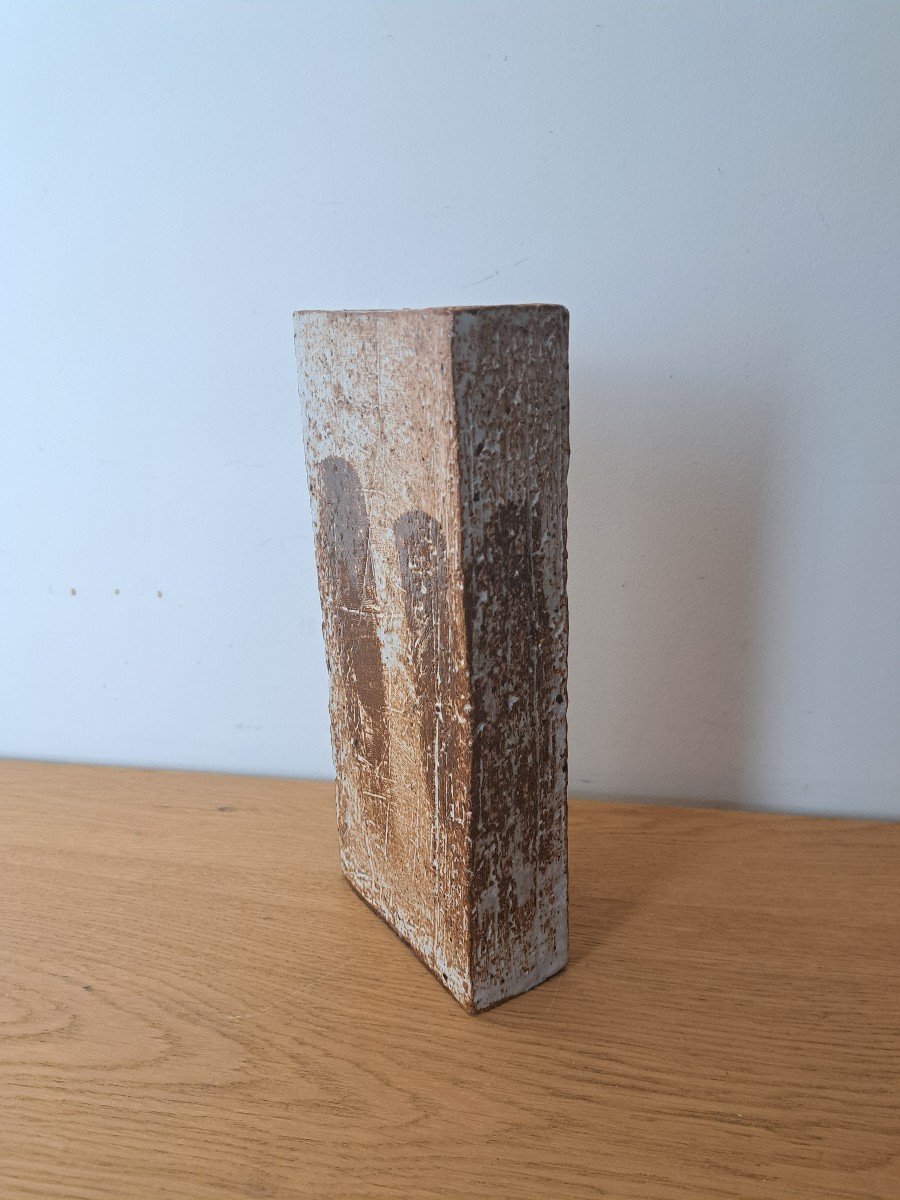 Jacques Marchand , Atelier La Tournerie , Vase Brutaliste , Grès émaillé , XX°. -photo-2