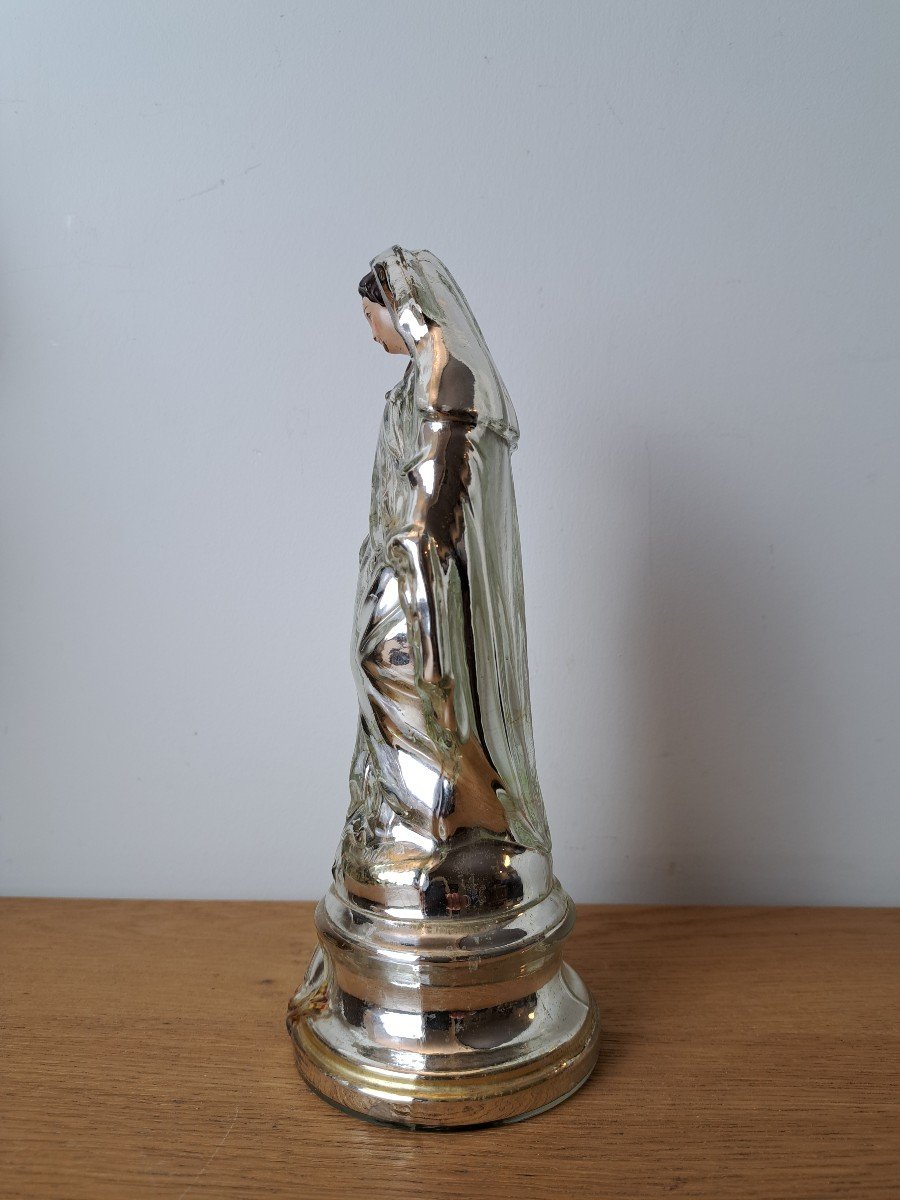 Vierge , Verre églomisé , XIX°. -photo-2