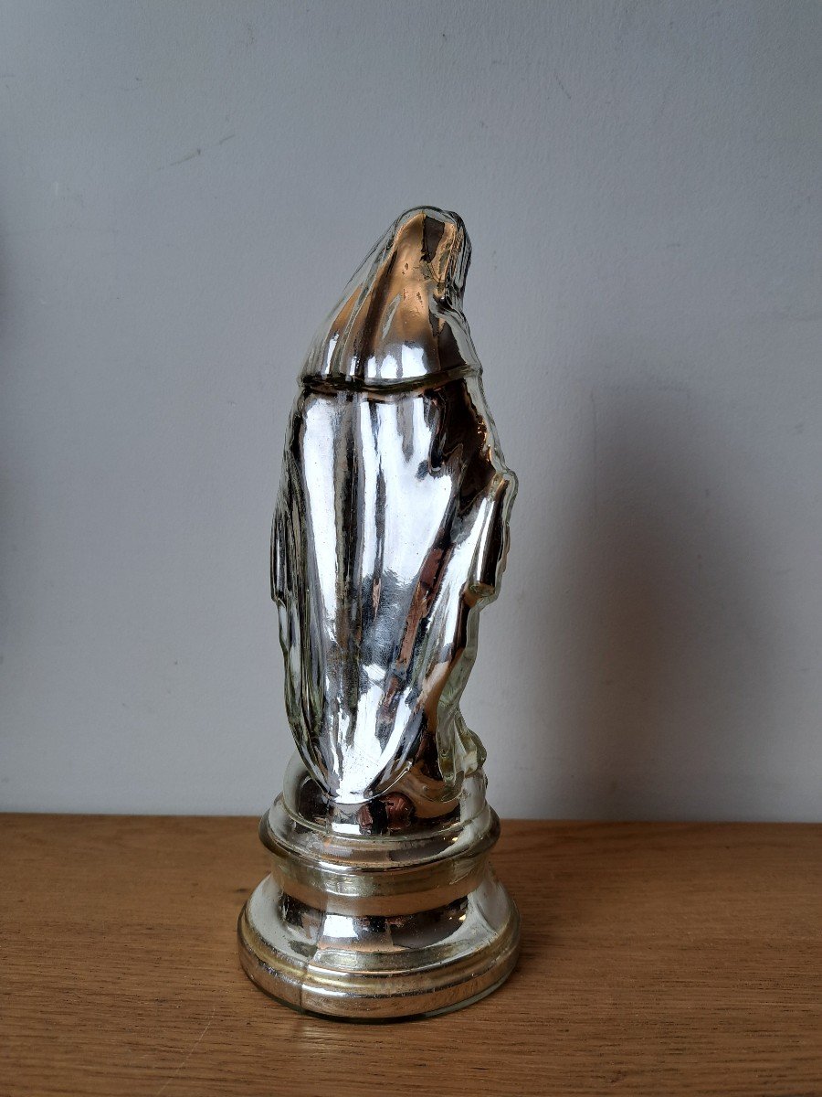 Vierge , Verre églomisé , XIX°. -photo-3