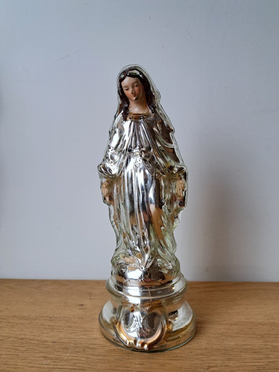 Vierge , Verre églomisé , XIX°. 