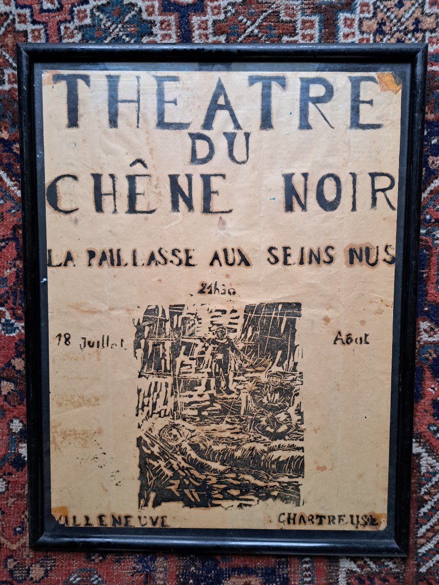 Affiche Théatre Du Chêne Noir , La Paillasse Aux Seins Nus , Papier , 1968. -photo-2