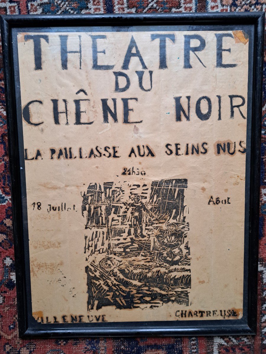 Affiche Théatre Du Chêne Noir , La Paillasse Aux Seins Nus , Papier , 1968. -photo-4