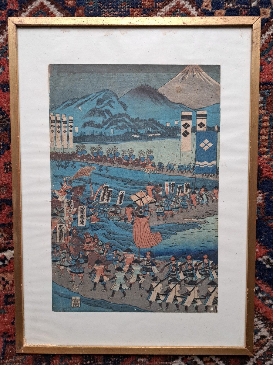 Japon , Estampe , Scène De Guerre , Papier , XIX°. 