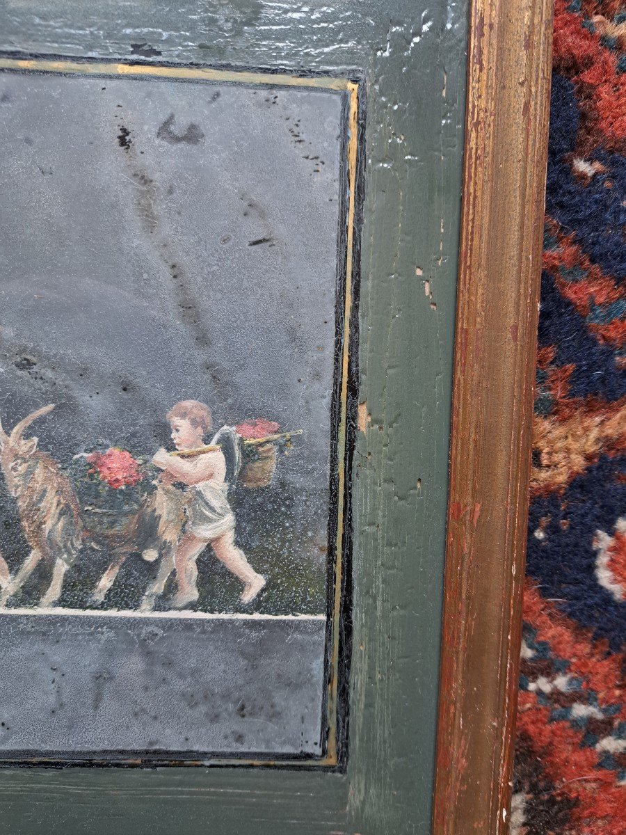 Fixed Under Glass, Frieze Of Winged Children, Pompeii, 19th Century. -photo-2