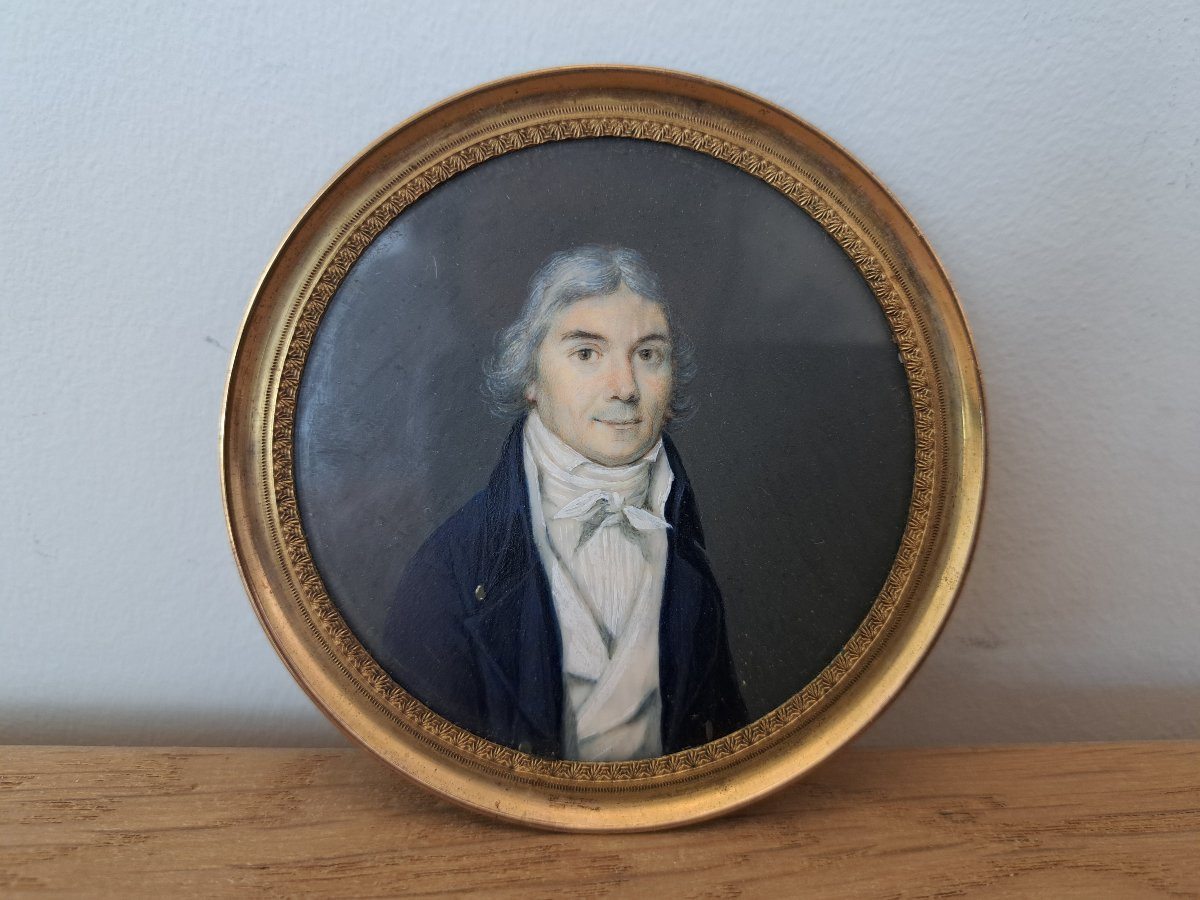 Portrait Of A Man, Miniature On Ivory, Gouache, Early 19th Century. -photo-2