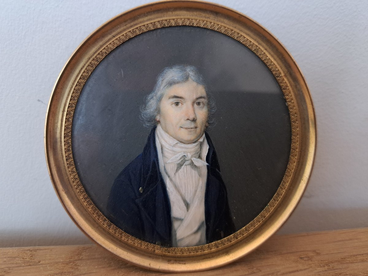 Portrait Of A Man, Miniature On Ivory, Gouache, Early 19th Century. -photo-3