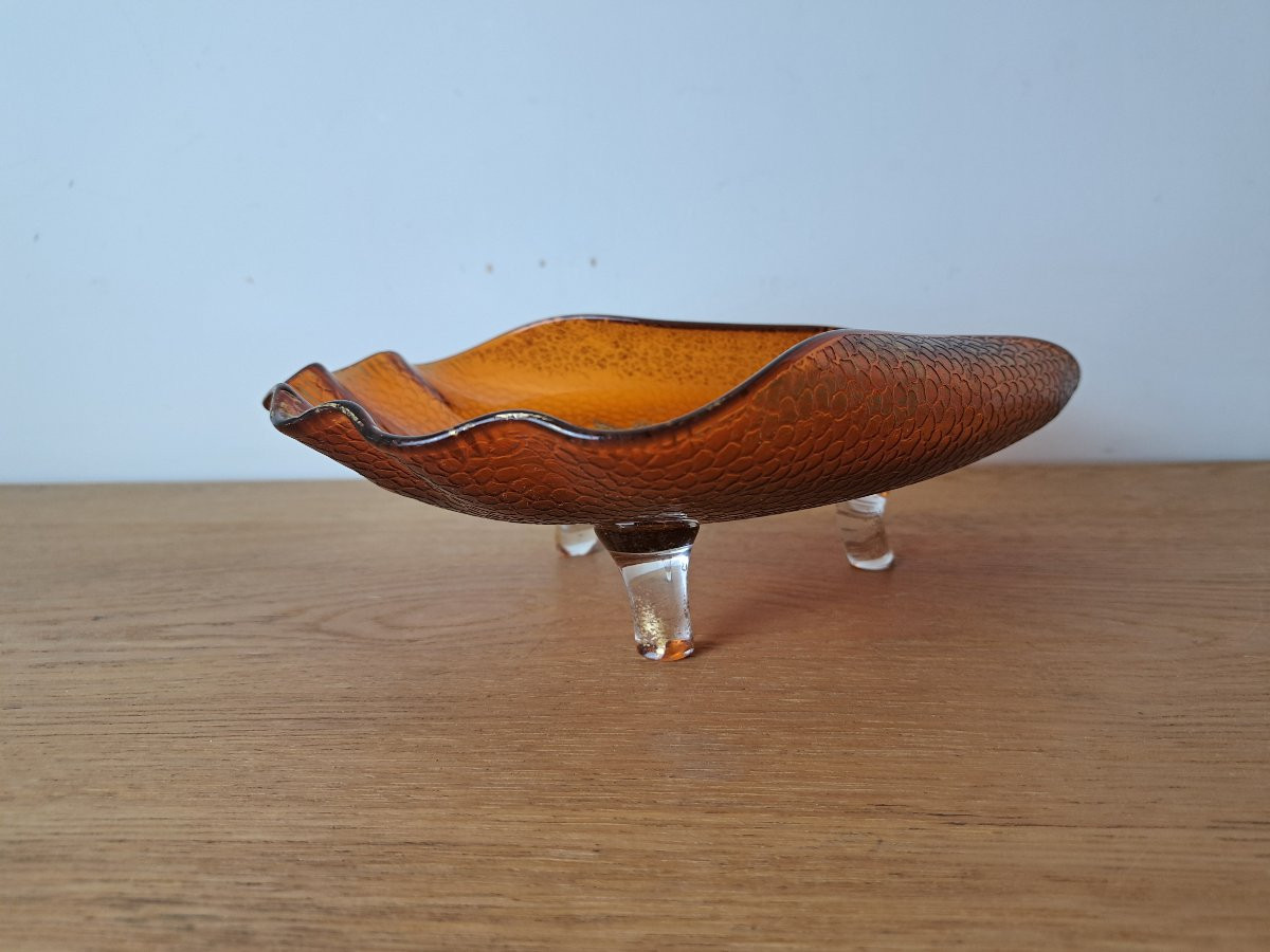 Coupe , Verre Moulé Et Doré , Art Nouveau , Début XX°. -photo-3