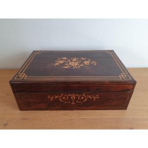 Shawl Box, Rosewood And Light Wood, Charles X, XIX°.