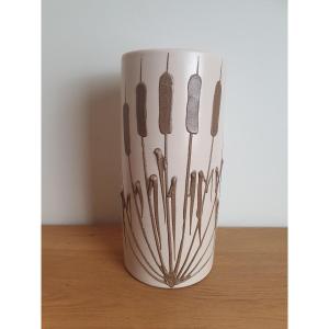Roller Vase, Reeds, Ceramic, Year 70.
