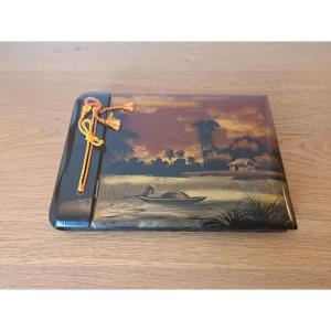 Indochina, Vietnam, Small Album, Lacquered Wood, Early 20th Century.