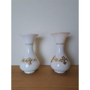 Paire De Grands Vases Balustre , Opaline , Epoque Restauration , XIX°. 
