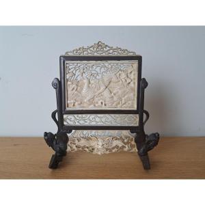 Small Table Screen, Ivory, Vietnam, Early 20th Century.