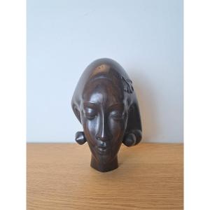 Head Of A Woman, Ebony, Bali, 20th Century.  