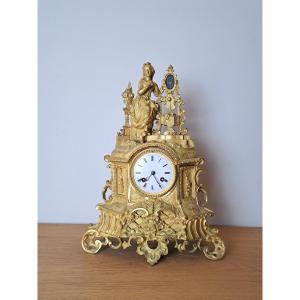 Clock, Gilt Bronze, Restoration Period, 19th Century. 
