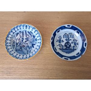 Delft, 2 Small Plates, Earthenware, 18th Century. 