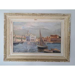 The Admiralty Of Algiers, Oil On Canvas, Signed, XX°. 