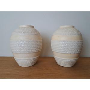 Odyv, Pair Of Vases, Art Deco Ceramic, 20th Century. 