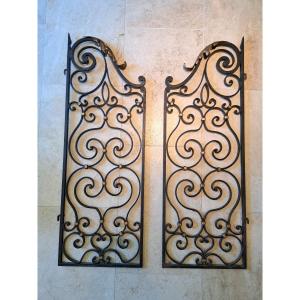 Pair Of Interior Grilles, Wrought Iron, Early 20th Century.  